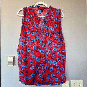 LOFT Silky Sleeveless Floral (Poppy) Blouse sz L like new perfect for work